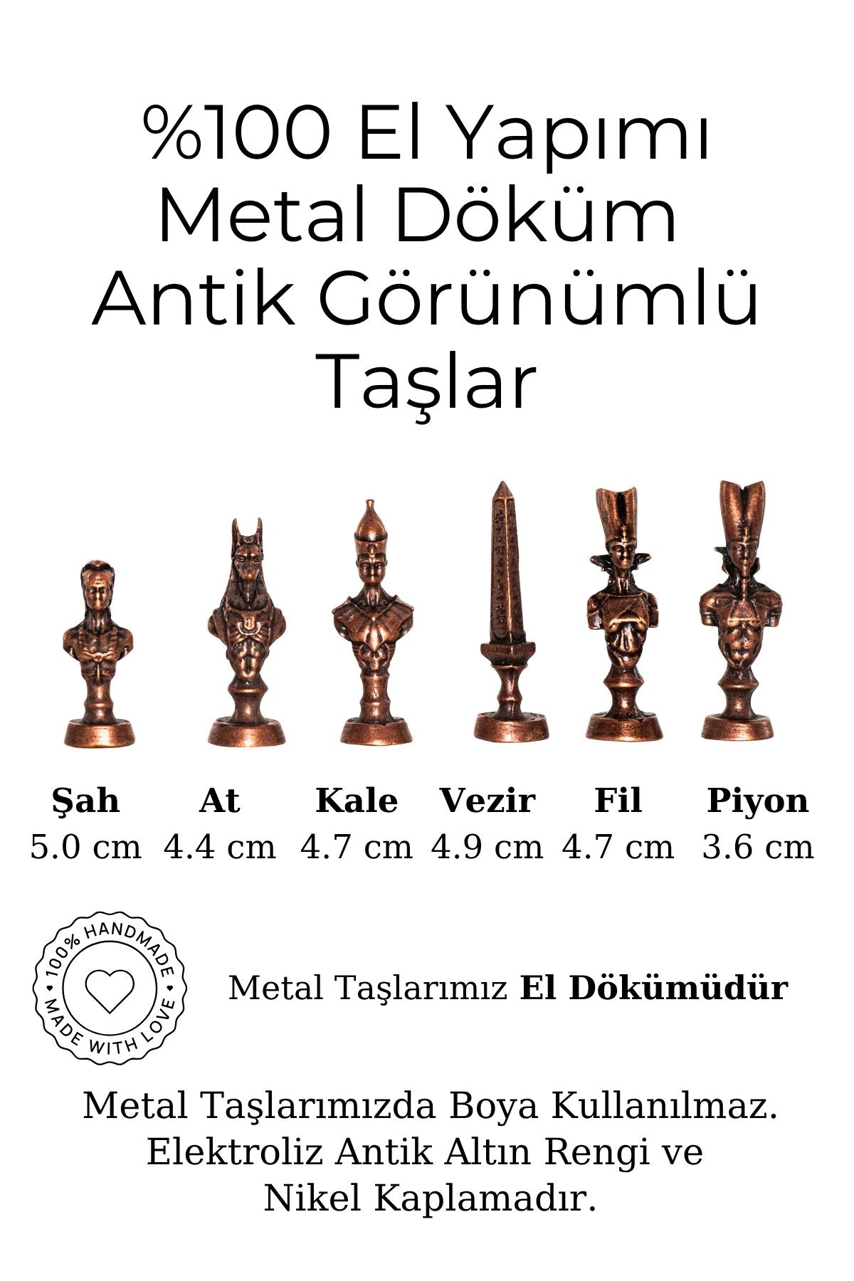 MC40 Antik Mısır Figürlü Metal Satranç Takımı - Lüks Hediyelik Satranç Takımı - 25x25cm Orta Boy
