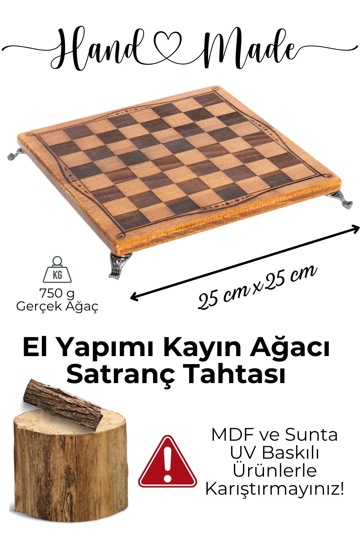 MC102 Satranç Takımı 25x25cm - Bizans Figürlü Metal Taşlar – Gerçek Ağaç Tahta – El Yapımı – Hediyelik
