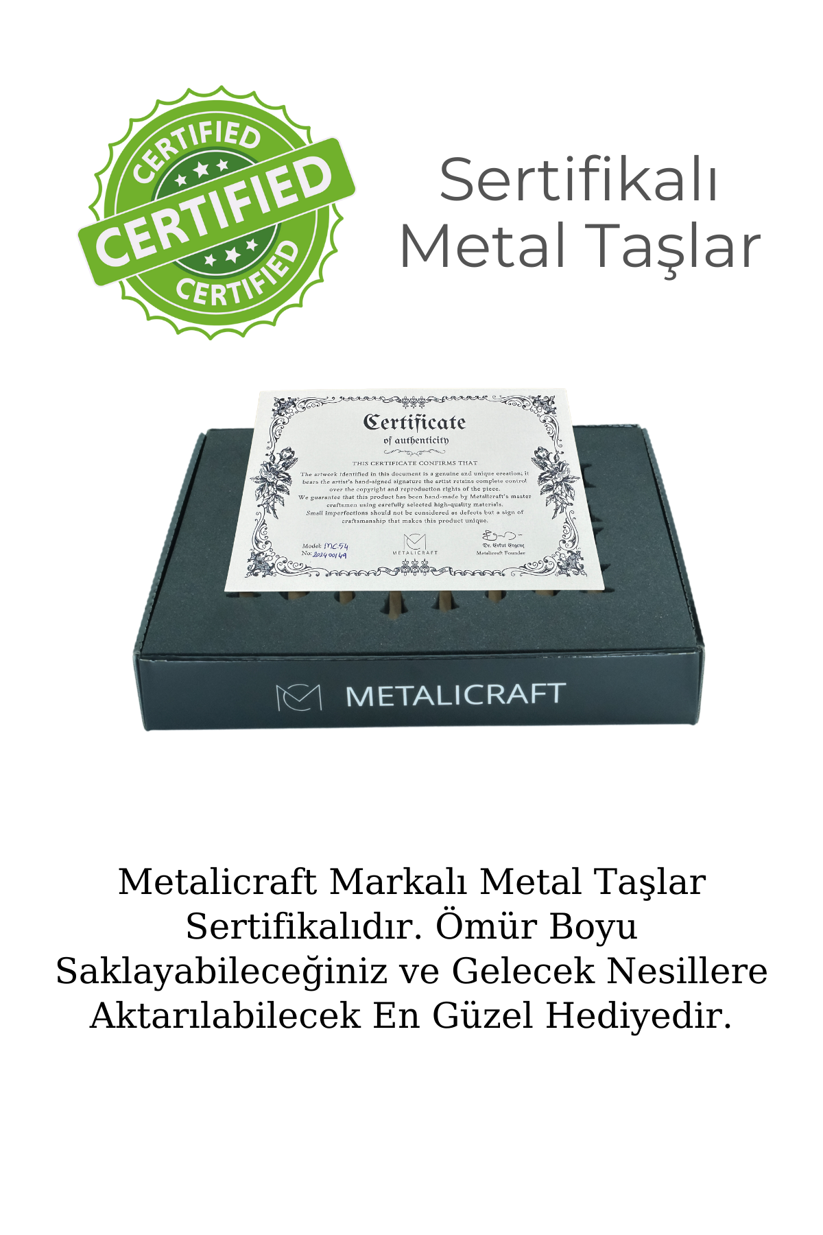 MC53 Metal Satranç Takımı – Orta Boy – Doğal Ahşap Ceviz Ağacı Tahta – El Yapımı Antik Metal Taşlar