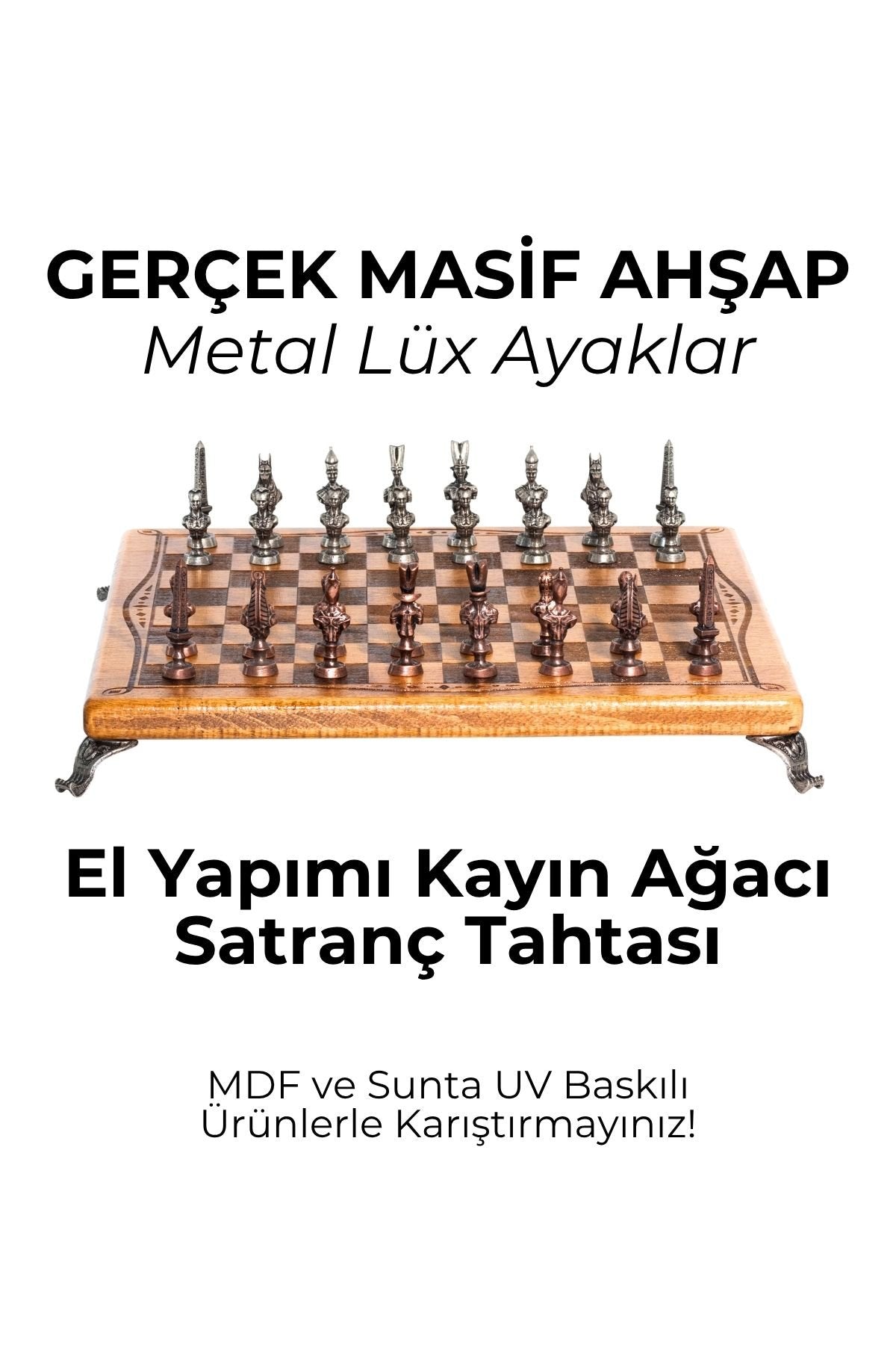 MC40 Antik Mısır Figürlü Metal Satranç Takımı - Lüks Hediyelik Satranç Takımı - 25x25cm Orta Boy